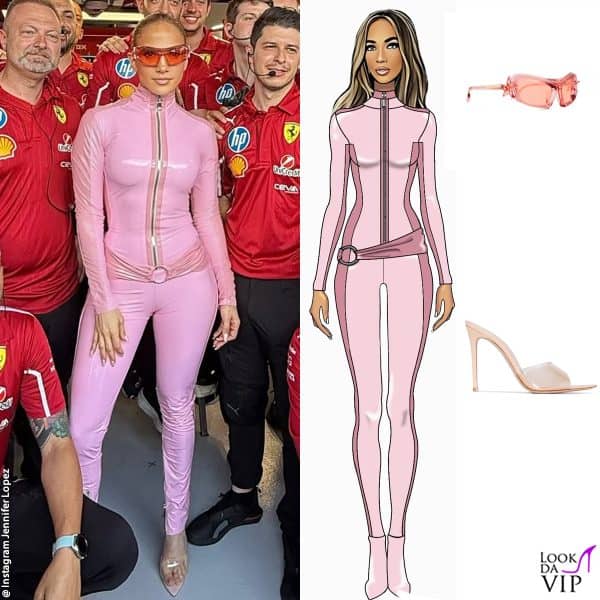 catsuit Usama Ishtay, occhiali Hadia Ghaleb, mules Gianvito Rossi 