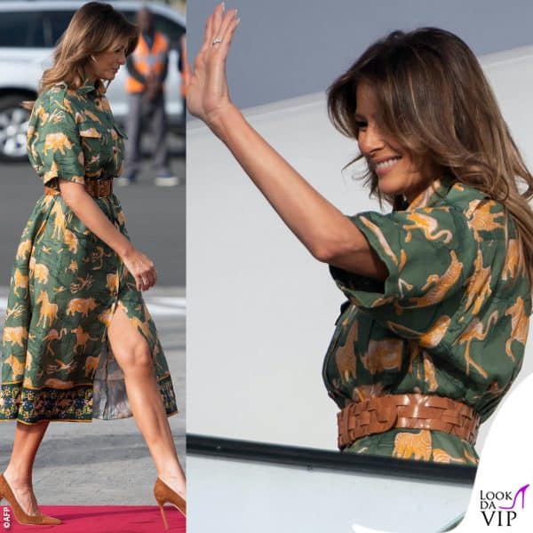 la passione animalier di Melania Trump: a Nairobi nel 2018 con l'abito fantasia 