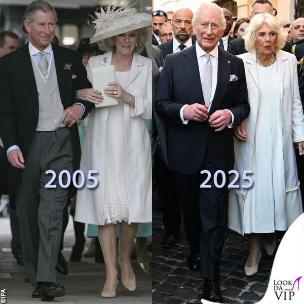 per celebrare la ricorrenza, la Regina ha indossato l'abito nuziale del 2005, creato da Anna Valentine 