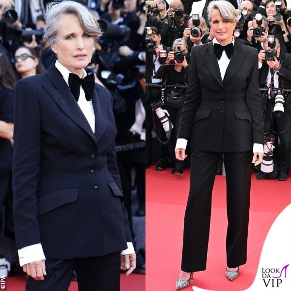 completo maschile e décolleté Santoni per Andie MacDowell 