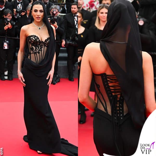 Giulia Salemi con un abito Sara Behbud e gioielli Chopard 
