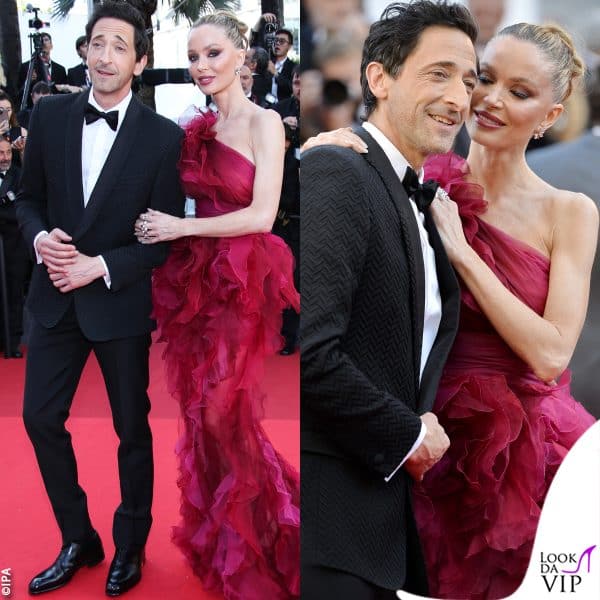 l'attore ha indossato un completo Trussardi, la stilista ha optato per un abito del suo brand, Marchesa 