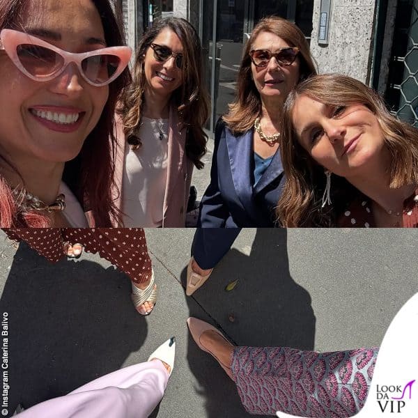 La Balivo al battesimo con le sorelle Sarah e Francesca e con la mamma