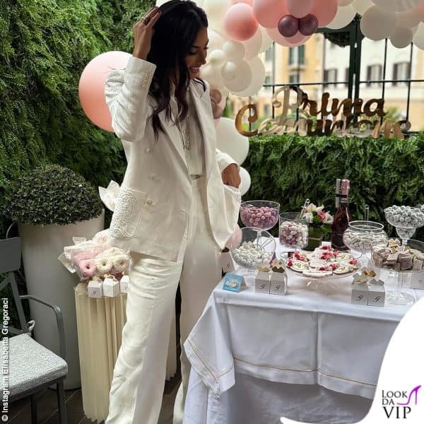Elisabetta Gregoraci ha indossato un tailleur Ralph Lauren 