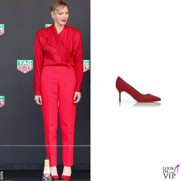 outfit Louis Vuitton, pump Manolo Blahnik 