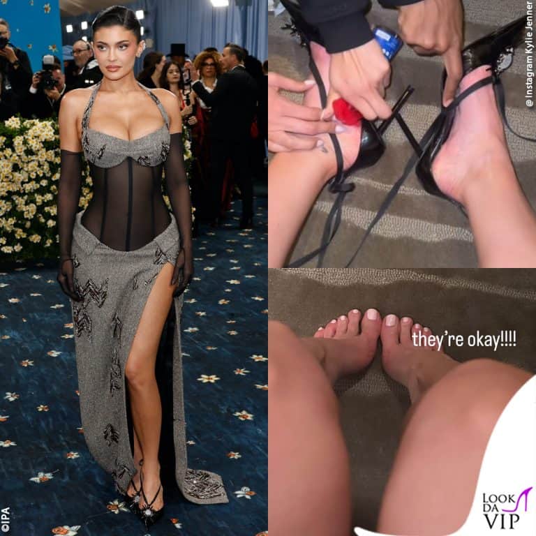Kylie Jenner in Ferragamo al Met Gala 2025 e il problema ai piedi