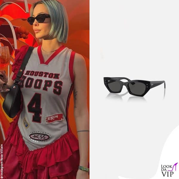 Rose Villain con occhiali Rayban 