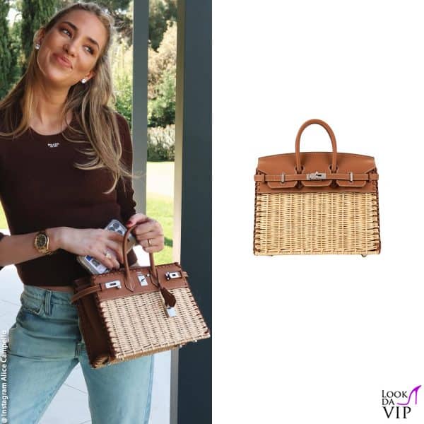 sorridente con l'esclusiva "Birkin Picnic" di Hermès 