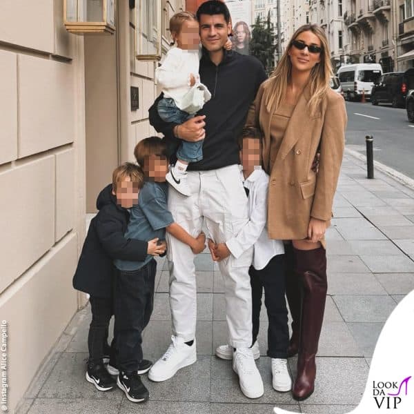 Alice Campello e Alvaro Morata con i quattro figli 