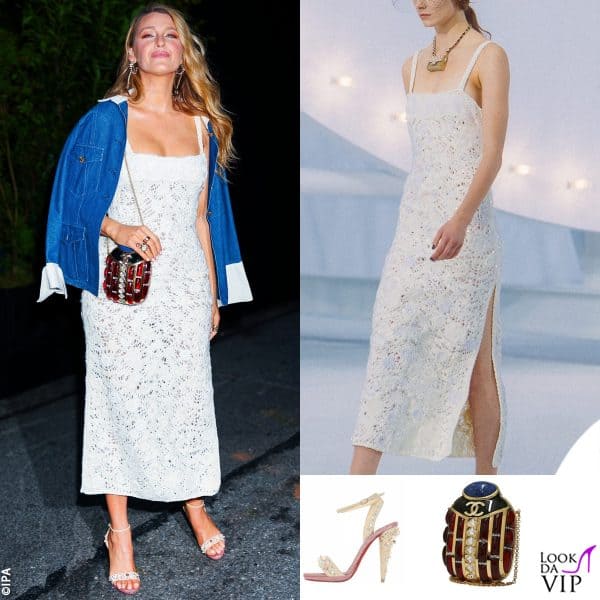 outfit e borsa Chanel, sandali Christian Louboutin
