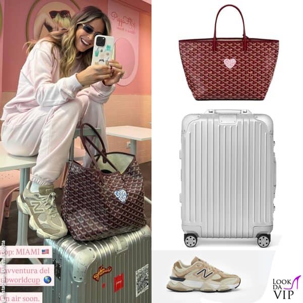 borsa Goyard, valigia Rimowa, sneakers New Balance 
