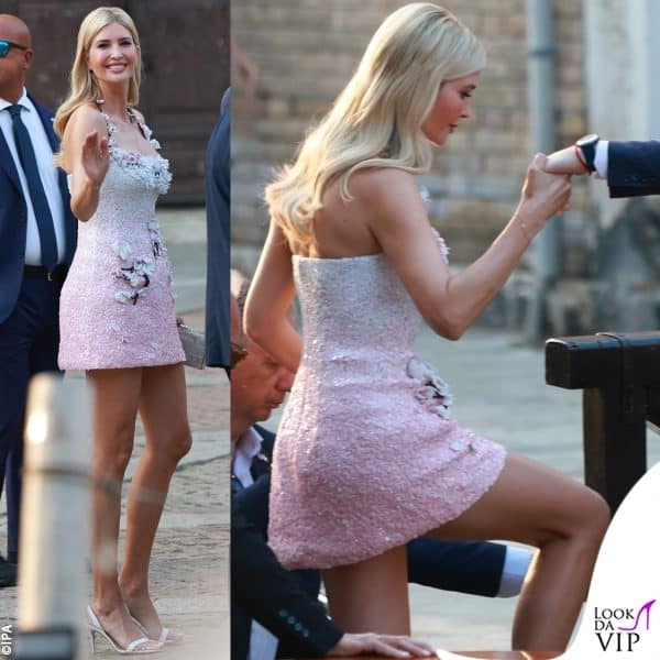 Ivanka Trump con un minidress rosa di Oscar de la Renta 