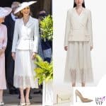 Kate Middleton in total white Self Portrait alla cerimonia per l'Ordine della Giarrettiera