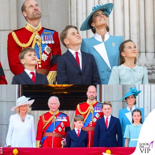 la famiglia reale sul balcone di Buckingham Palace 