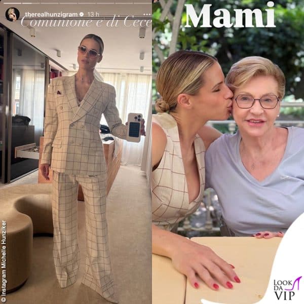 Michelle Hunziker ha indossato un tailleur a quadri 