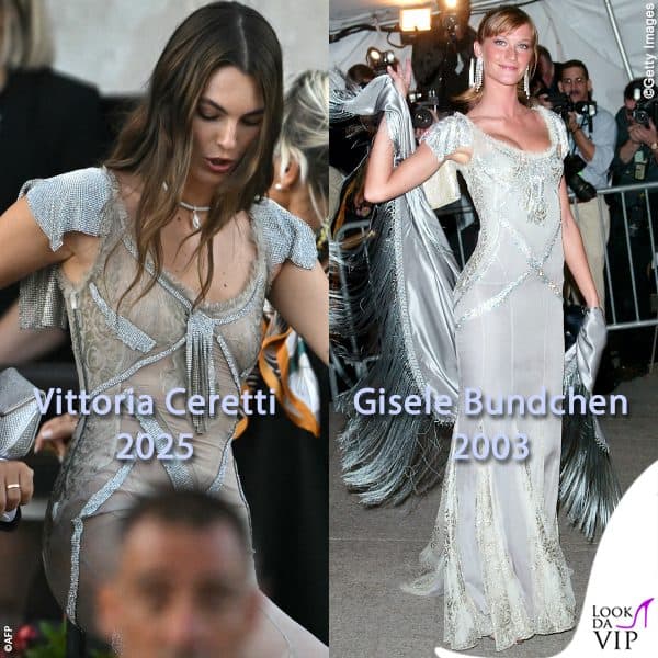 l'abito era stato indossato da Gisele Bundchen, al tempo fidanzata con Leonardo DiCaprio, al Met Gala 2003