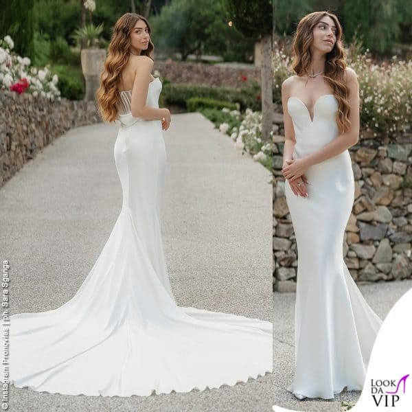 Arianna Cirrincione con il suo primo abito da sposa Pronovias