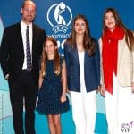 Leonor e Sofia di Spagna con la principessa Charlotte e il principe William alla finale di Euro 2025