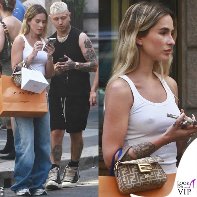 lazza e greta orsingher fanno shopping di lusso in centro a milano