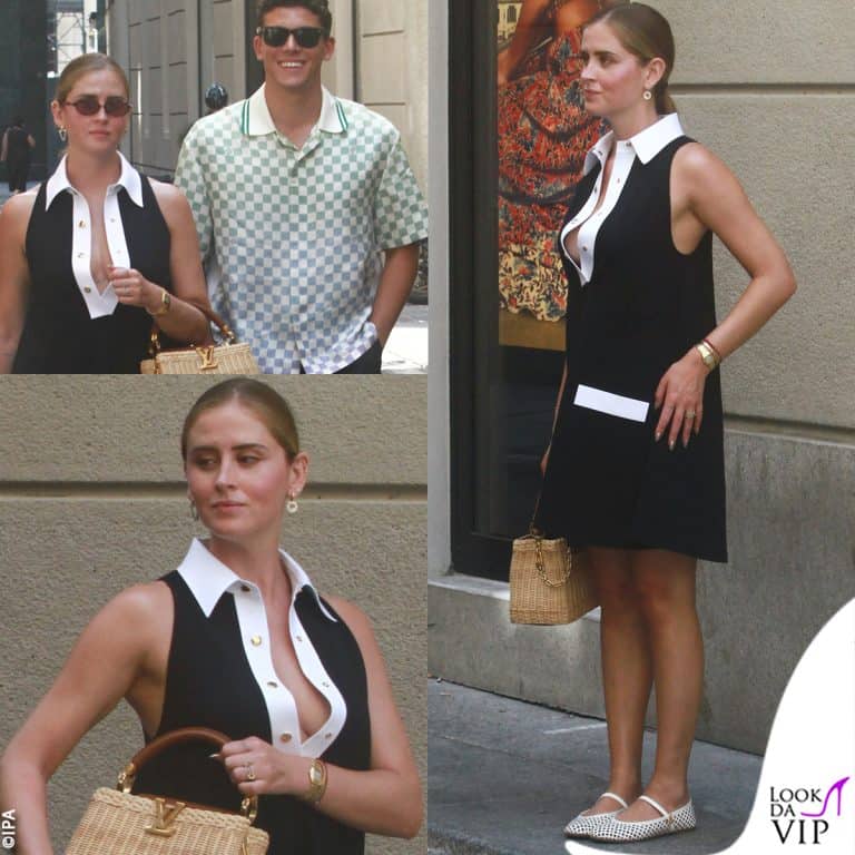 Valentina Ferragni passeggia in centro con l'outfit Louis Vuitton