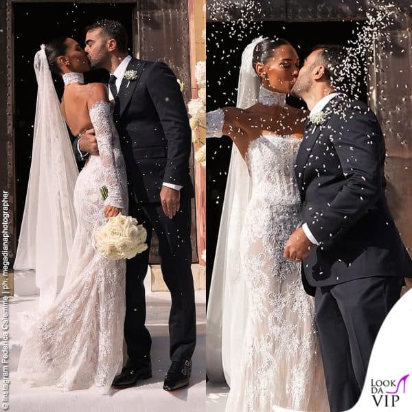 La Calemme ha indossato un abito da sposa in pizzo Mikela C. Creazioni 