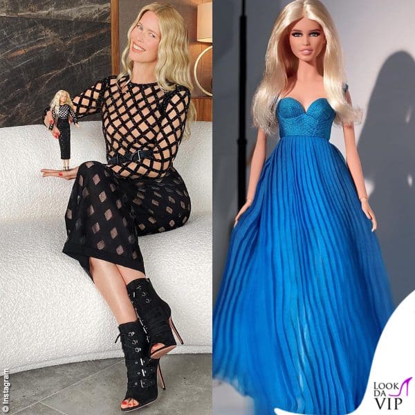 per il 50esimo compleanno di Claudia Schiffer, Mattel ha creato una Barbie vestita Balmain 