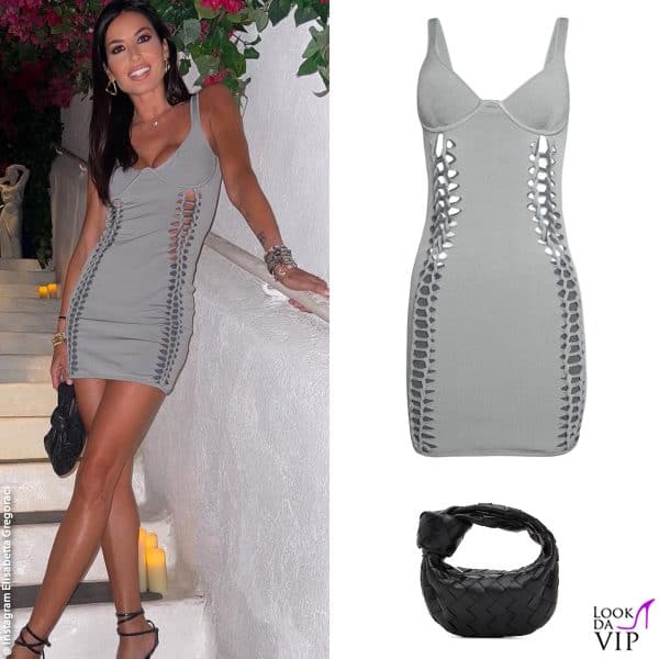 pronta per la serata: abito Dion Lee, borsa Bottega Veneta 