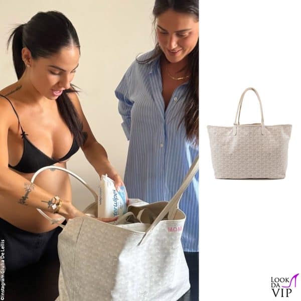 la tote Goyard ha stampata la parola "Mom", in rosa 