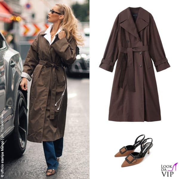 trench Mango, scarpe Manolo Blahnik 