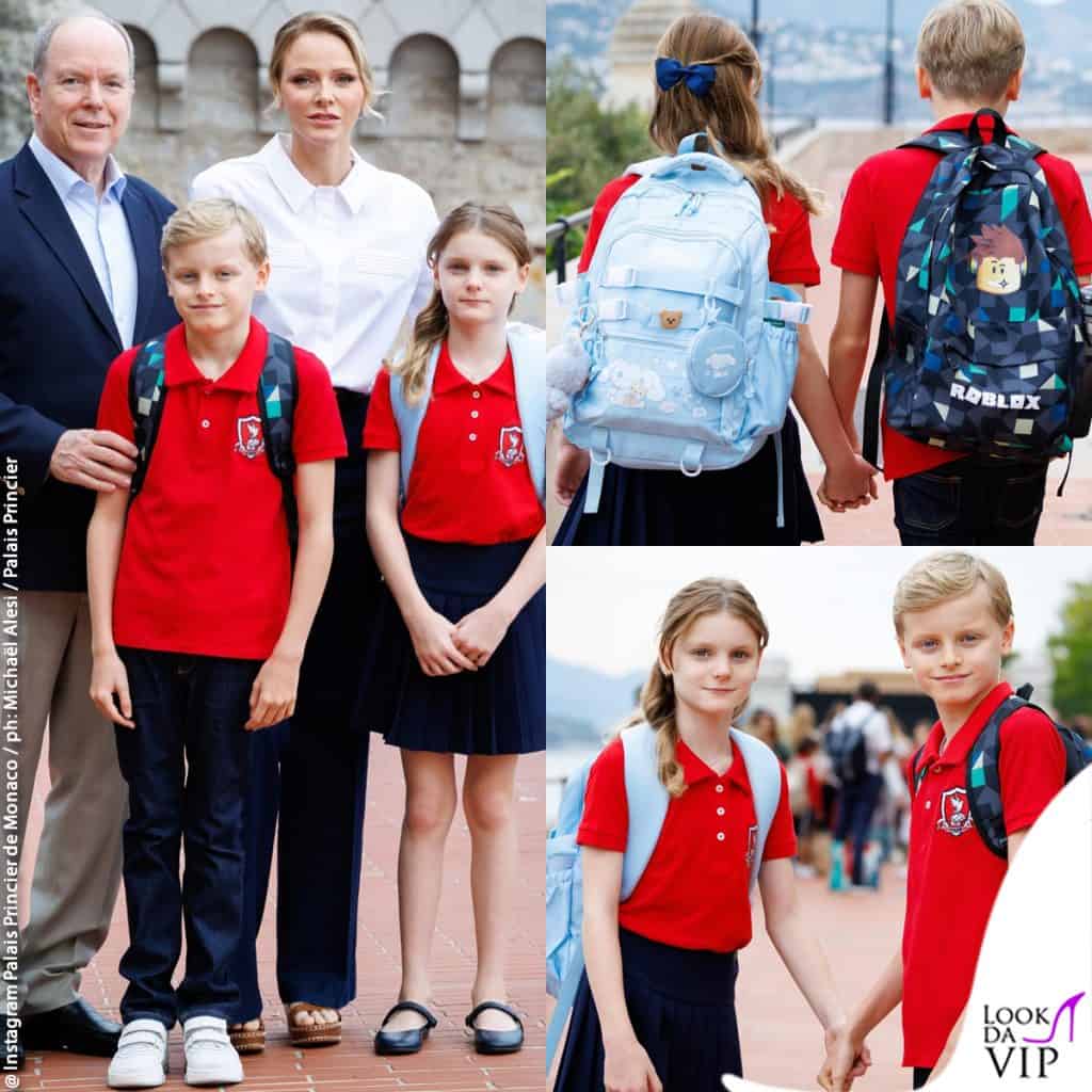 il ritorno a scuola dei principi Jacques e Gabriella di monaco