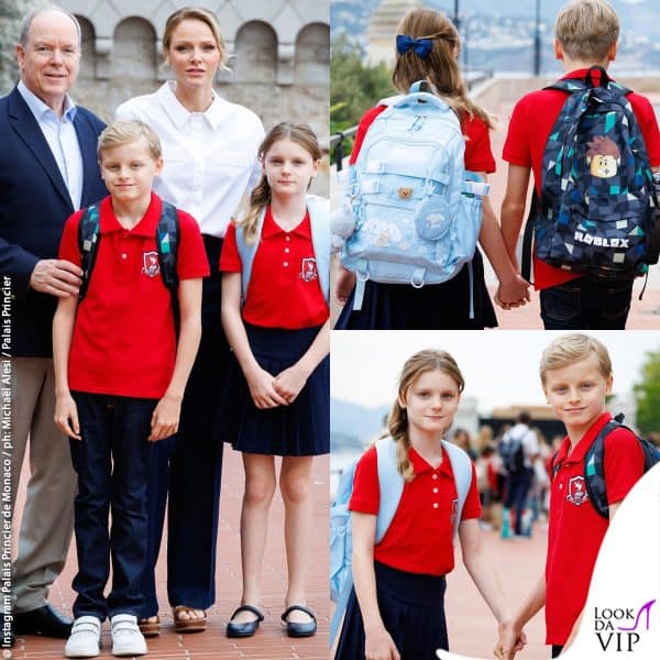 il ritorno a scuola dei principi Jacques e Gabriella di monaco