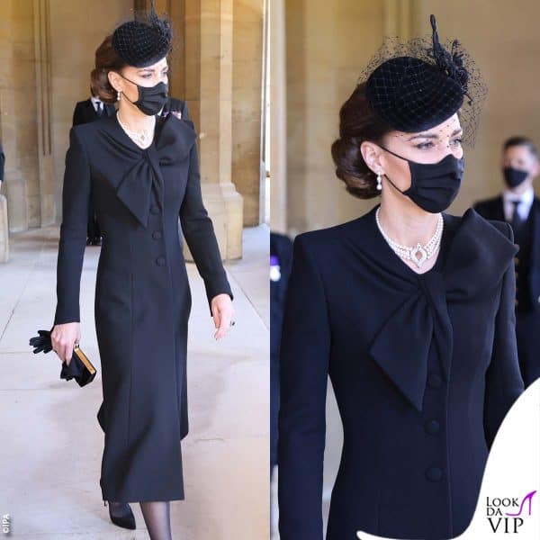 Kate con il Four-Row Japanese Pearl Choker ai funerali del principe Filippo (2021) 