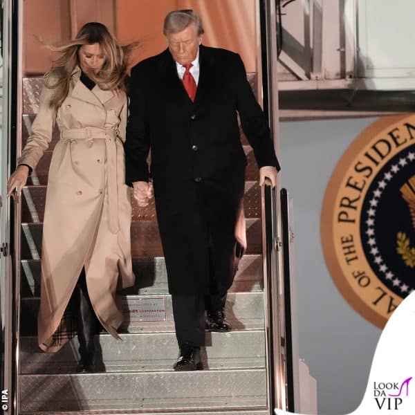l'arrivo di Donald e Melania Trump all'aeroporto di Londra 