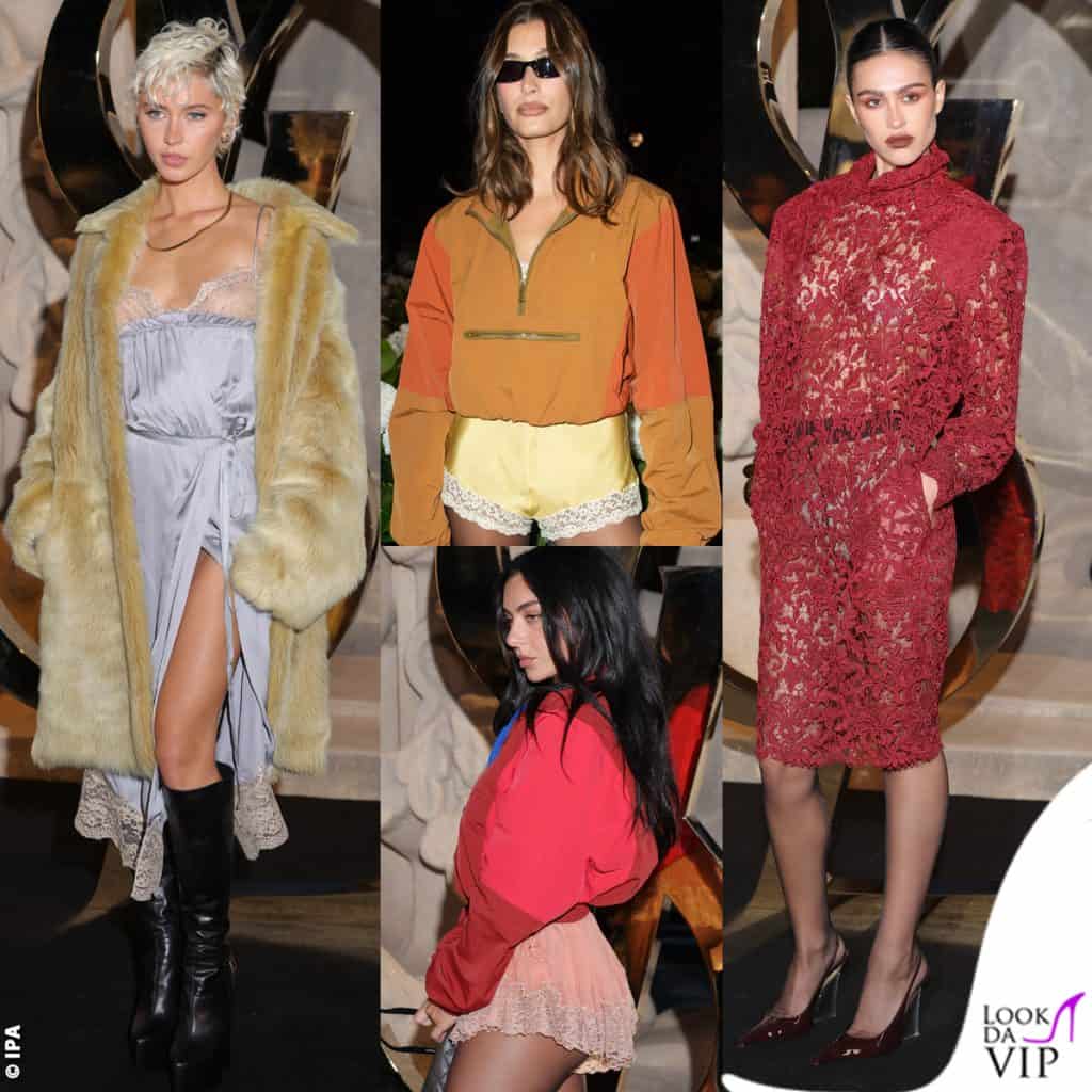 I look delle star alla sfilata saint Laurent durante la Paris fashion week