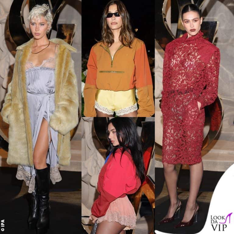 I look delle star alla sfilata saint Laurent durante la Paris fashion week