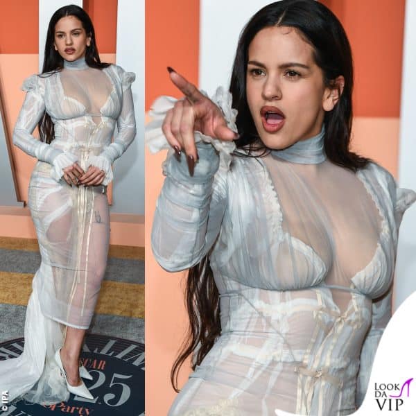 Rosalia al Vanity Fair Oscar Party 2025 con un abito Dilara Findikoglu