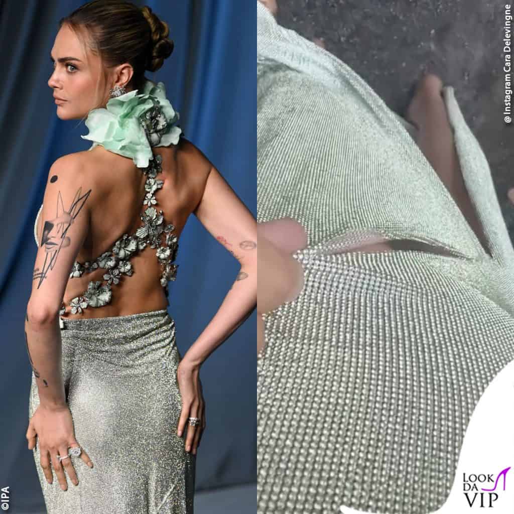 Cara Delevingne con il vestito strappato all'Academy Museum Gala