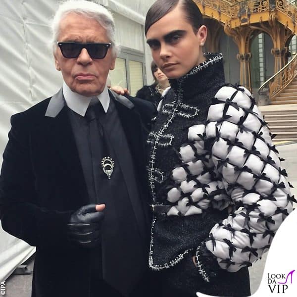 nel 2015 con Karl Lagerfeld a una sfilata Chanel 