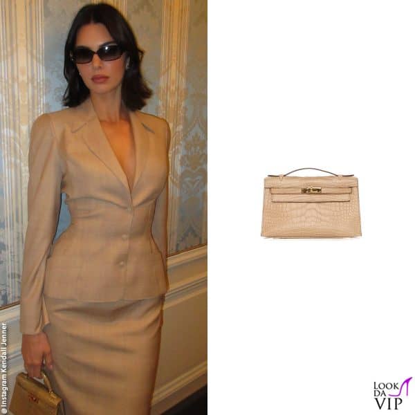 tailleur beige e borsa di Hermès 