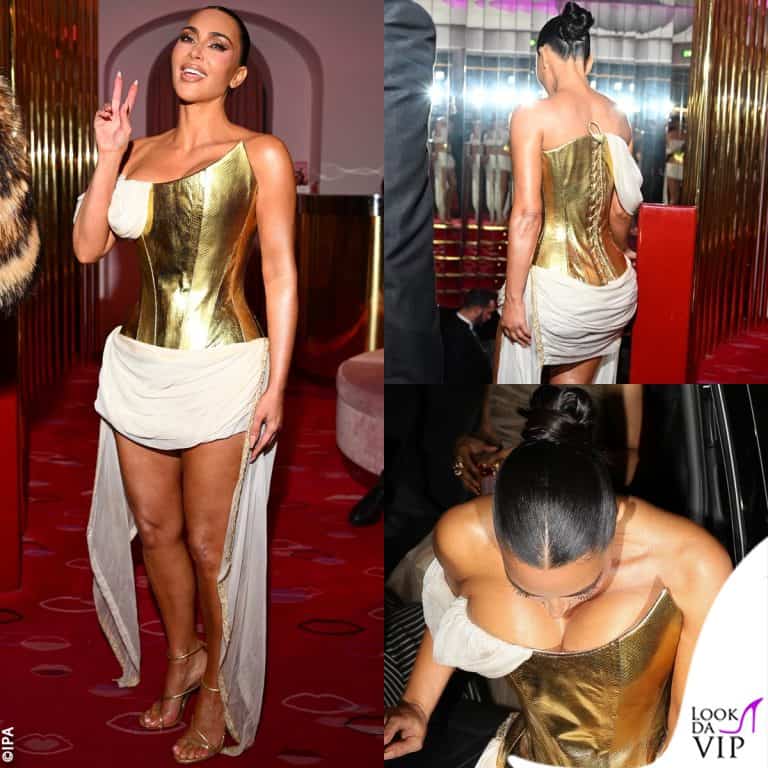 Kim Kardashian festeggia il compleanno a parigi con l'outfit dorato