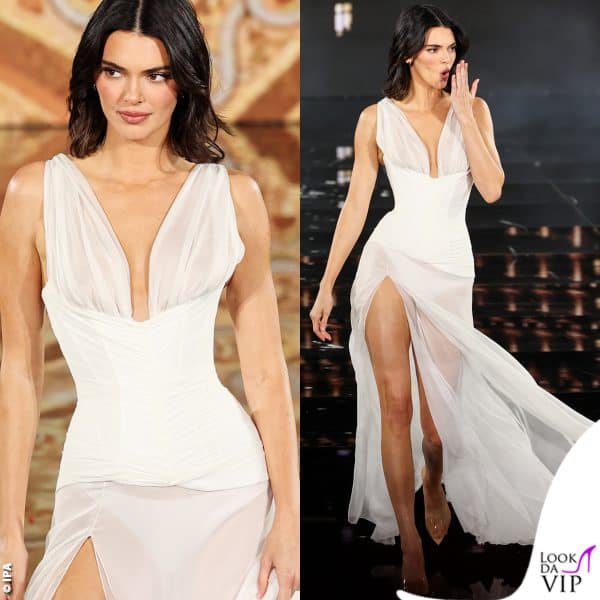 Kendall Jenner in bianco in passerella 