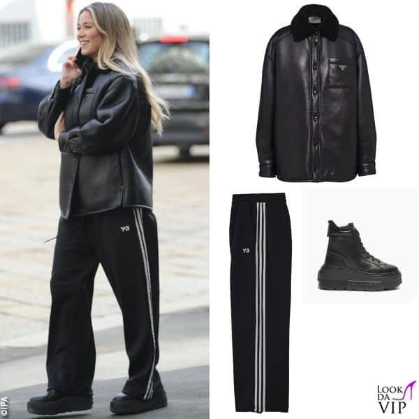 giacca Prada, pantaloni Adidas Y3, stivaletti Casadei 