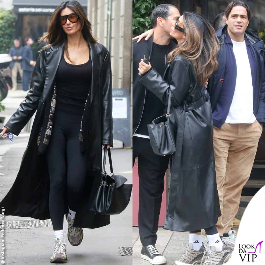 Il look di Federica Nargi a pranzo a Milano con Alessandro Matri e Marco Borriello