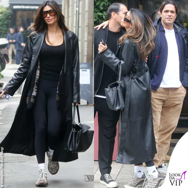 Il look di Federica Nargi a pranzo a Milano con Alessandro Matri e Marco Borriello