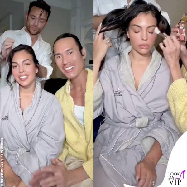 le immagini di backstage prima della cena: Georgina si fa truccare 