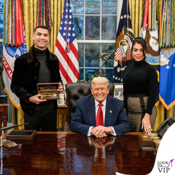 Cristiano Ronaldo e Georgina Rodriguez con Donald Trump 