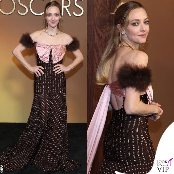 Amanda Seyfried in Valentino, con gioielli Tiffany & Co. 