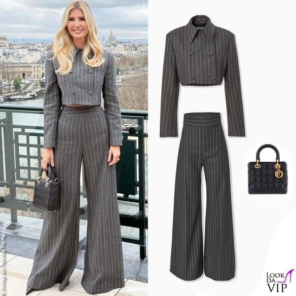 tailleur Carolina Herrera, borsa Dior 