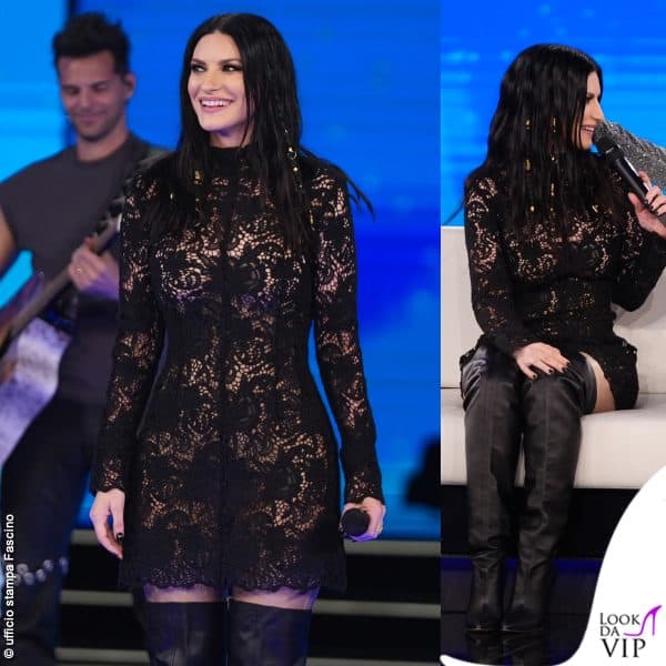 La Pausini a This is me con un vestito di pizzo Sportmax