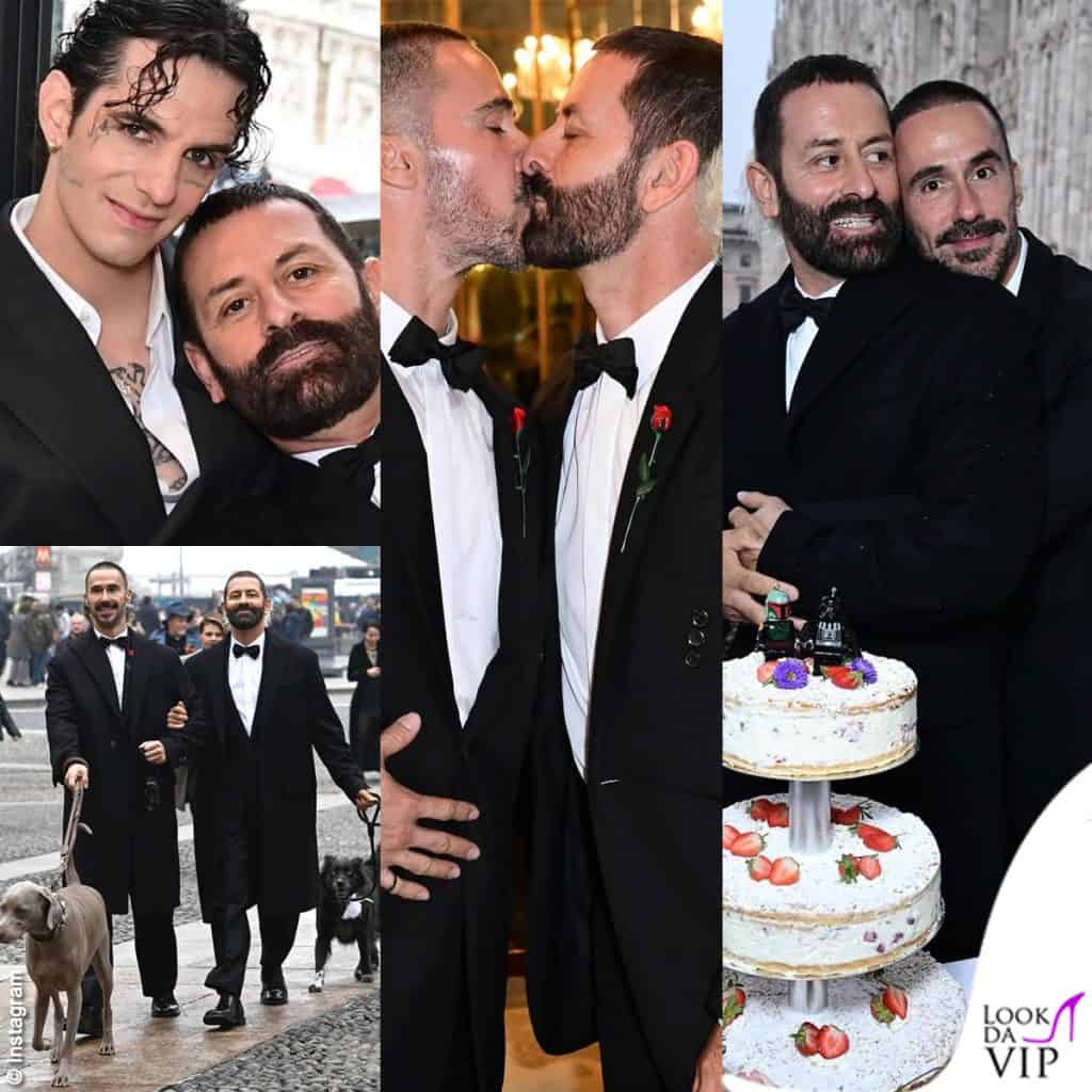 Marcelo Burlon Bratislav Tasic unione civile Palazzo Reale Milano outfit Moschino